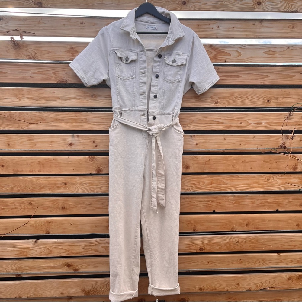 Avec Les Filles Tie Waist Denim Jumpsuit / Romper